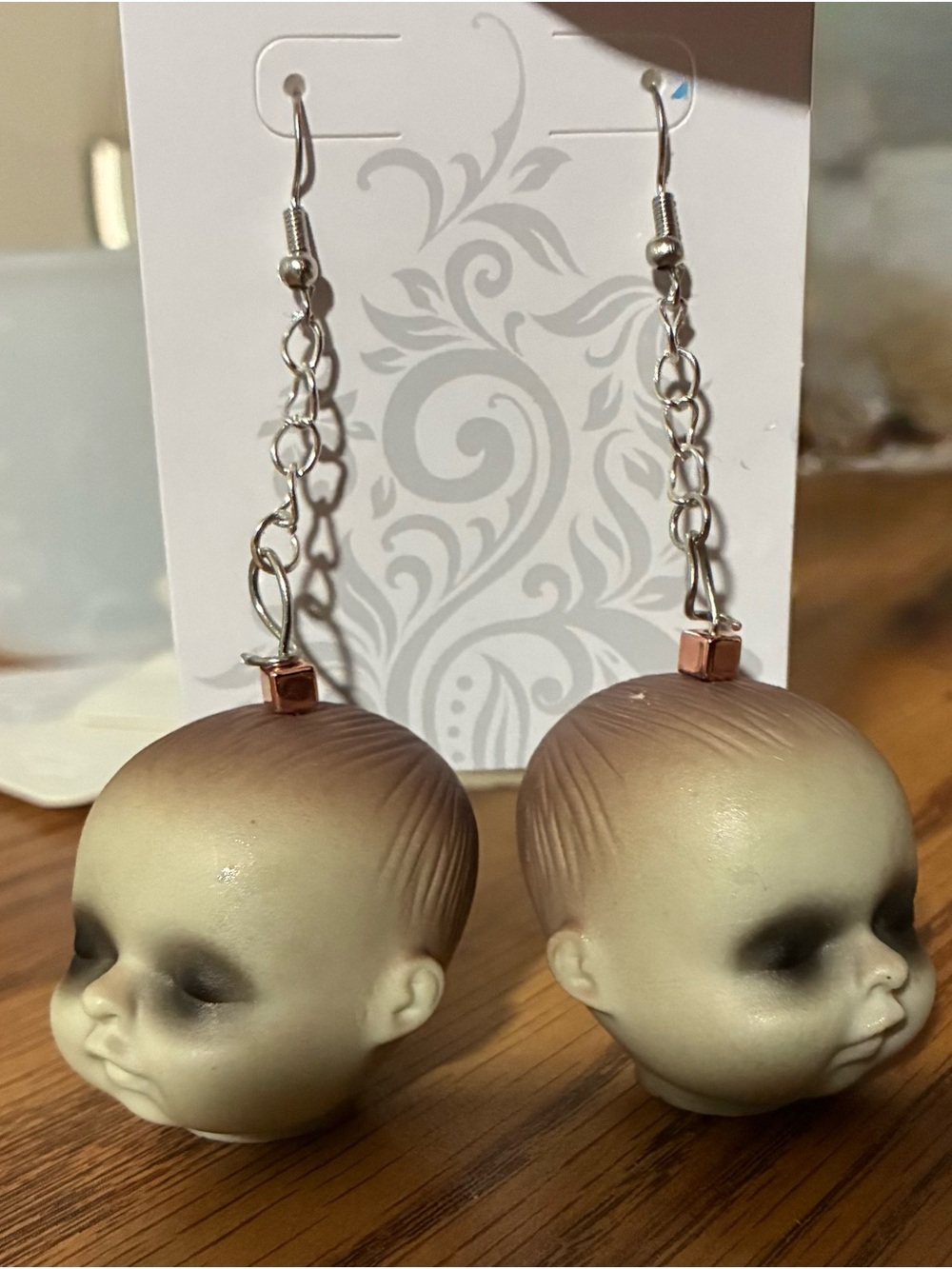 Creepy baby doll drop dangle earrings